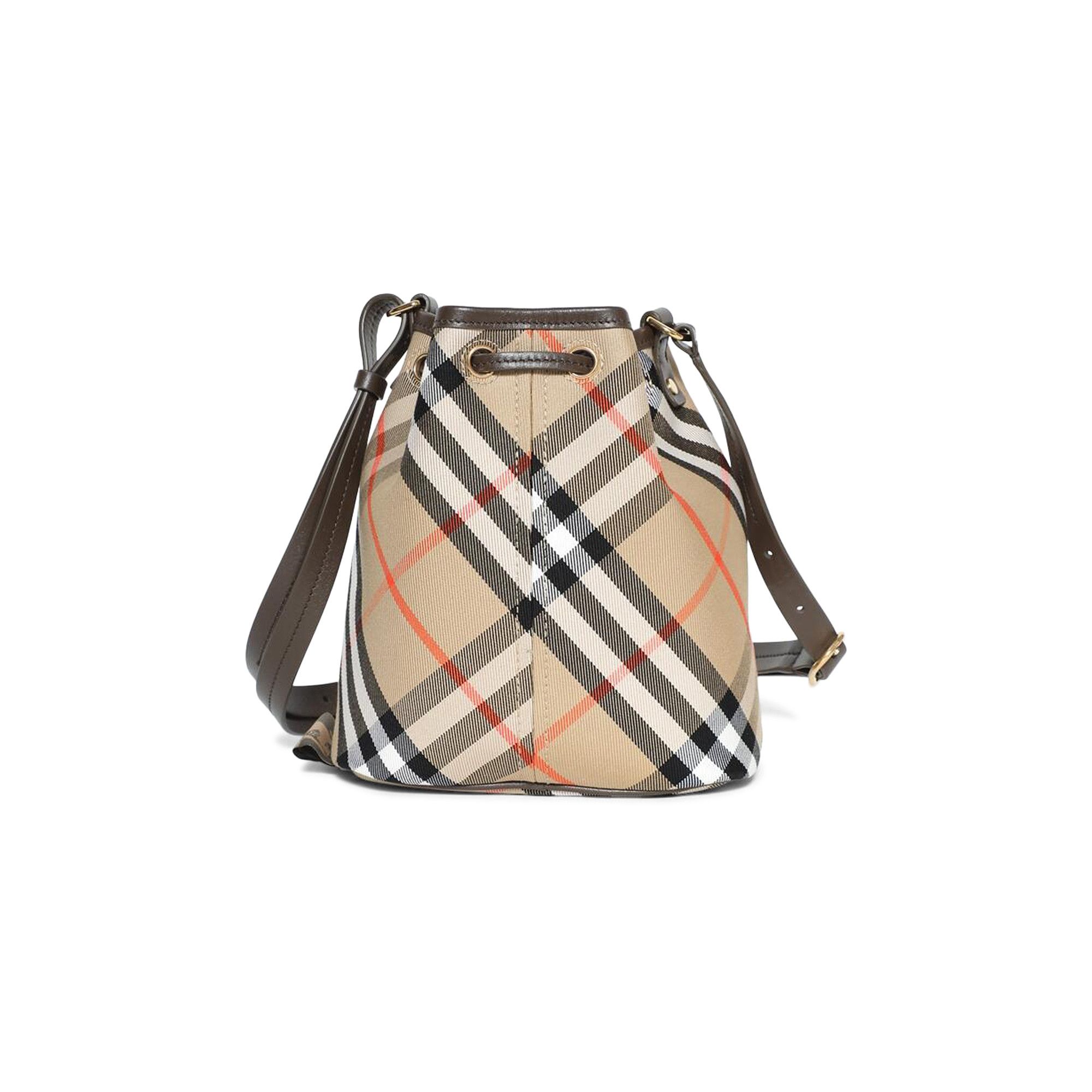 BURBERRY｜ (Drawstring Check Bucket Bag (8093804)) Burberry Drawstring Check Bucket Bag | Neiman Marcus