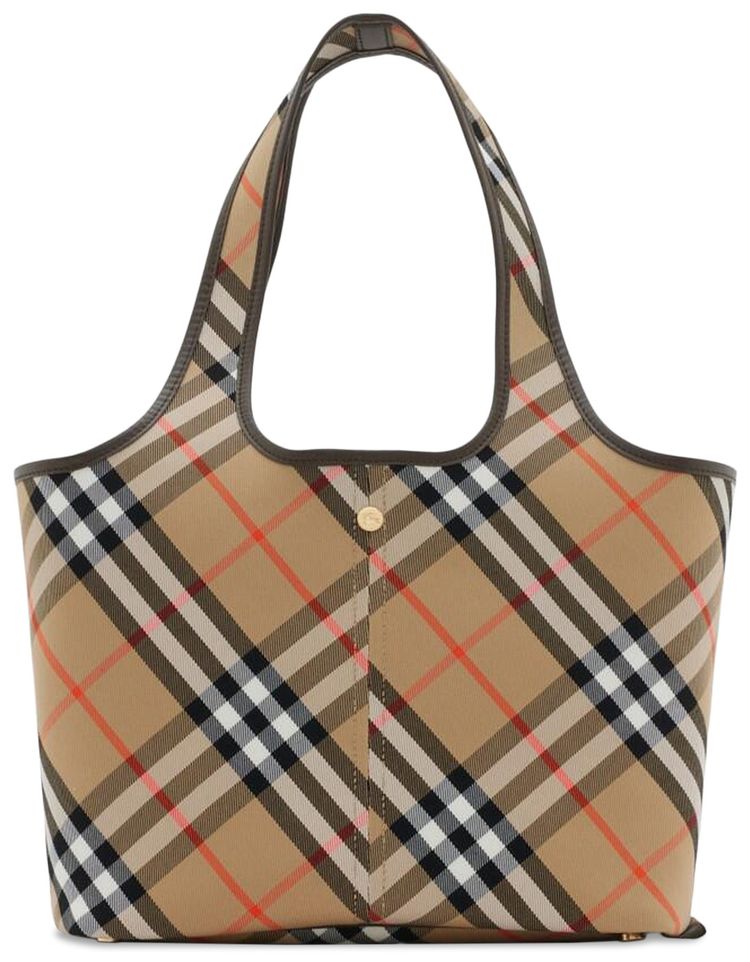 Burberry Small Checked Tote Bag Sand