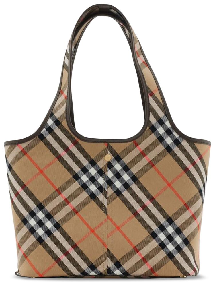 Burberry Small Checked Tote Bag Sand