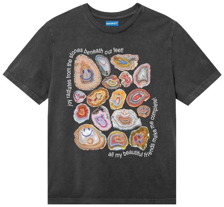 Market Smiley Radiating Joy T Shirt Washed Black