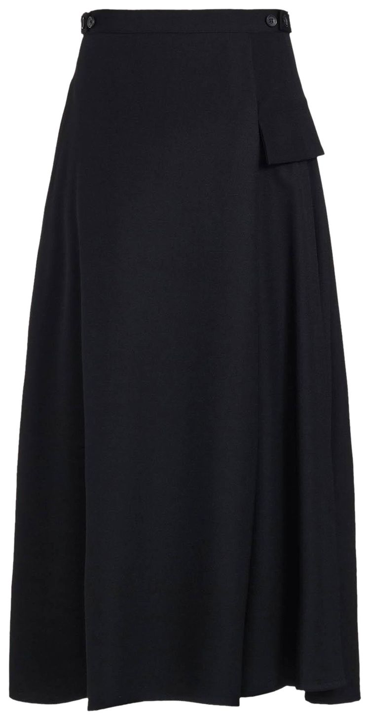 Yohji Yamamoto Wool Gabardine Layered Pants Black