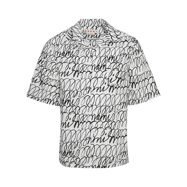 Marni Boxy Fit Tropical Bowling Shirt Lily White