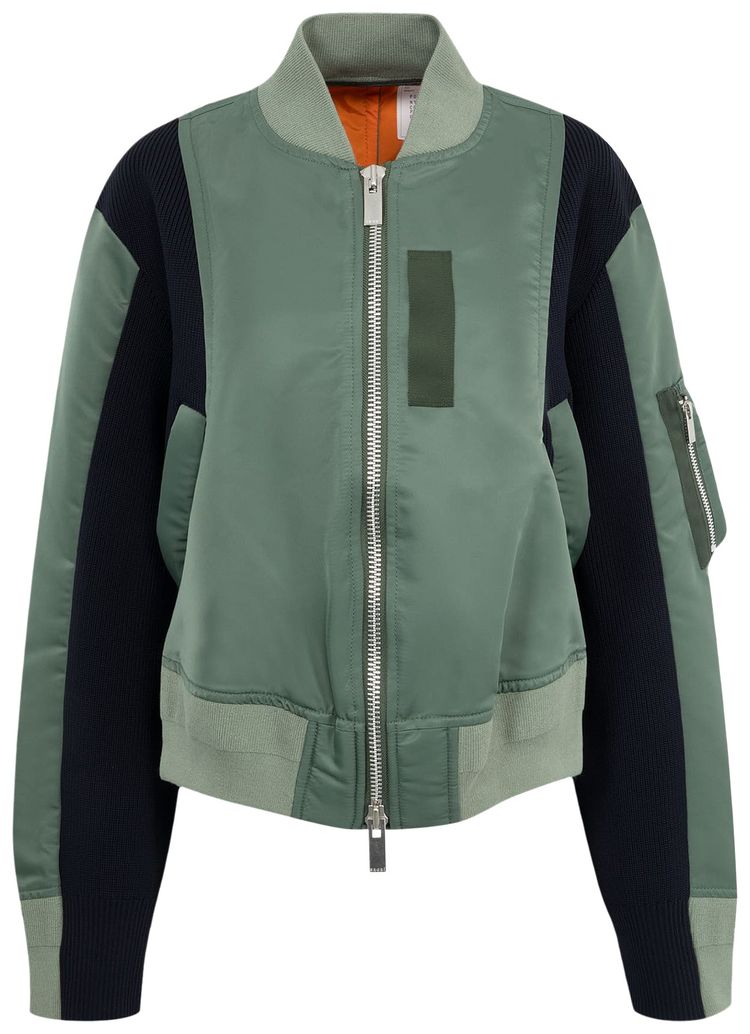 Sacai Nylon Twill Knit Blouson BlackKhakiNavy