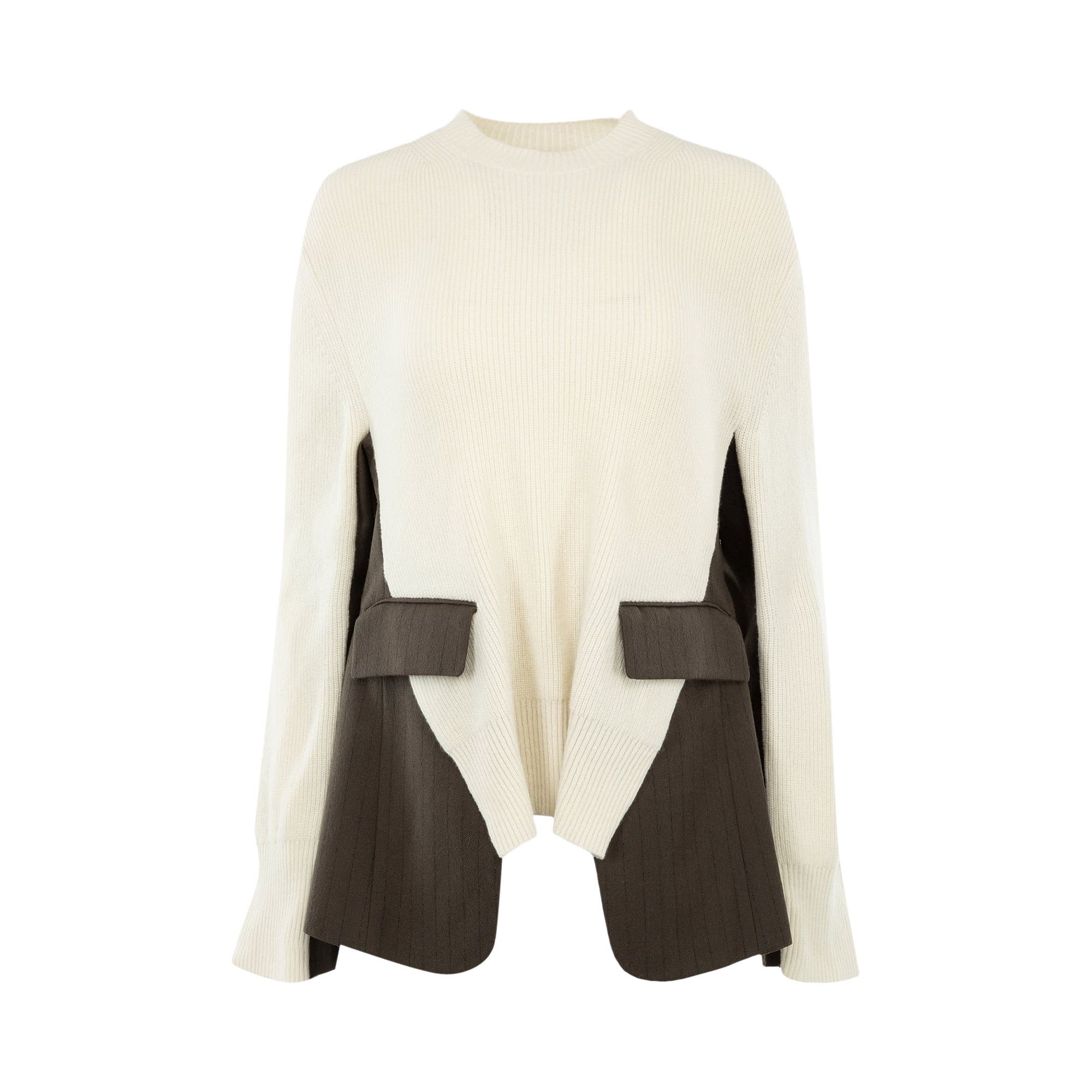 Buy Sacai Chalk Stripe Knit Pullover 'Off White/Khaki' - 24 07421