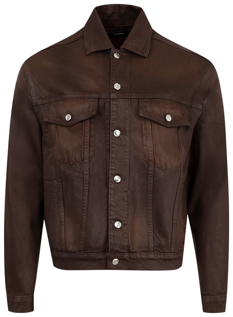Nahmias Waxed Denim Trucker Jacket Brown Wash