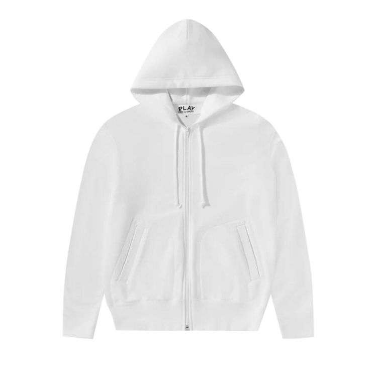 Comme des Garcons PLAY Back Emblem Zip Hoodie White
