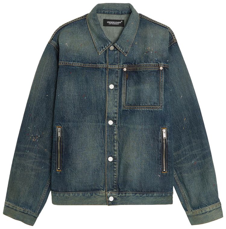 Undercover Zip Pockets Denim Jacket Light Blue Indigo