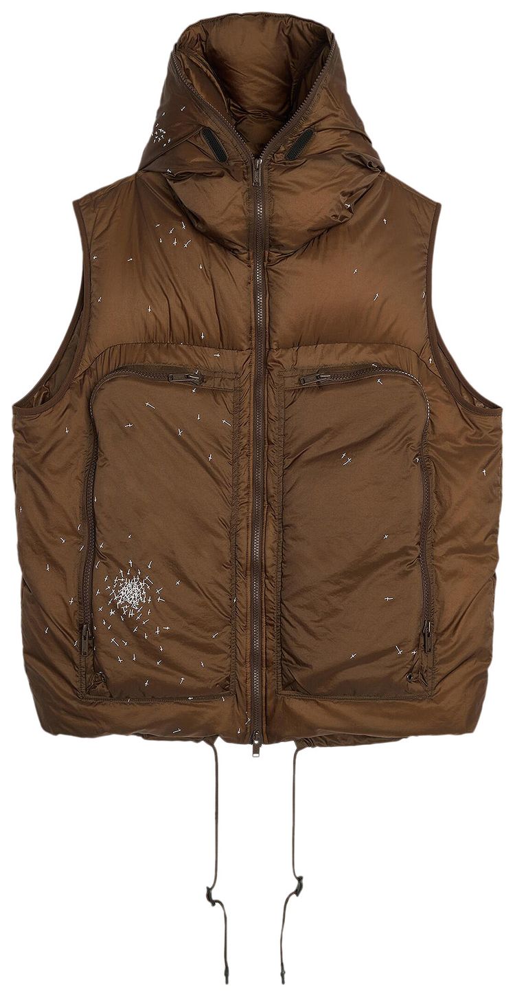 Undercover Hooded Puffer Vest Brown