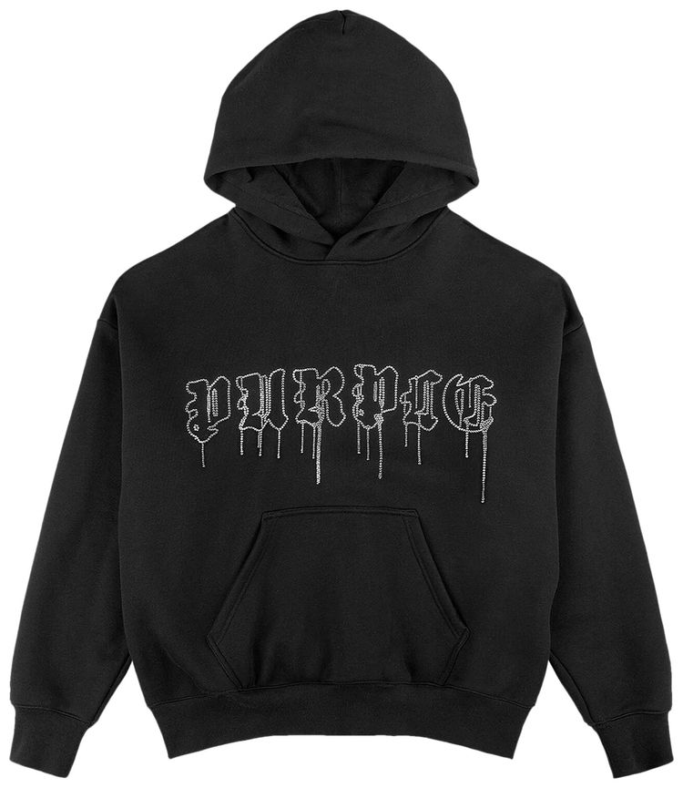PURPLE BRAND HWT Fleece Pullover Hoodie Black