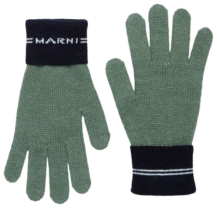 Marni Kids Mix Stripe Gloves GreenBlack