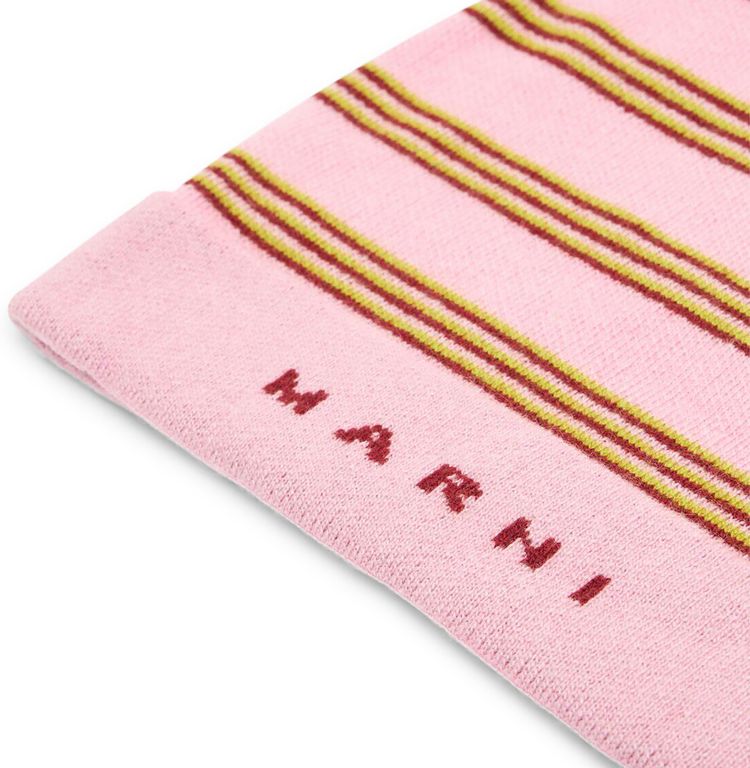 Marni Kids Knit Wool Mix Striped Beanie PinkYellowRed