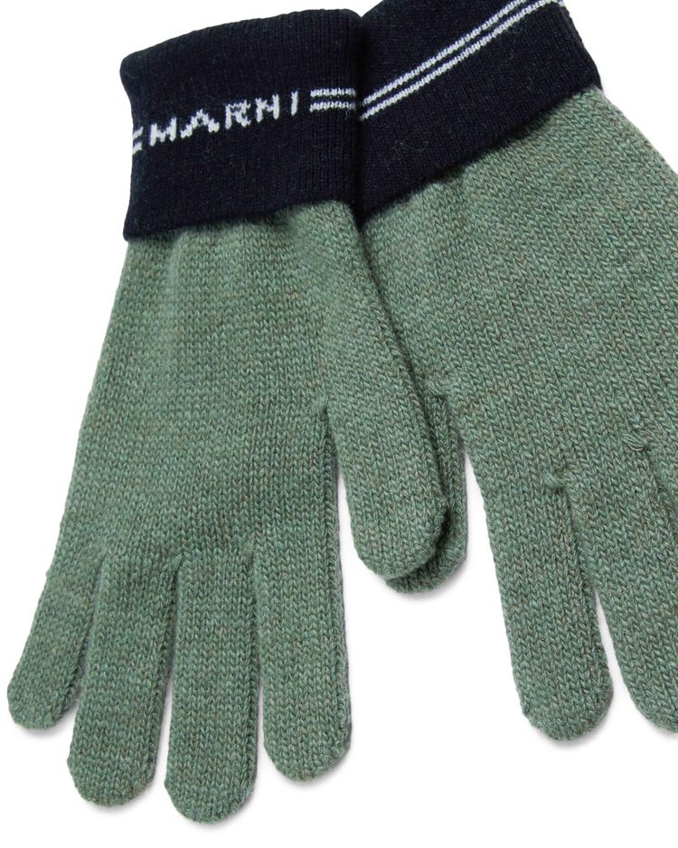 Marni Kids Mix Stripe Gloves GreenBlack