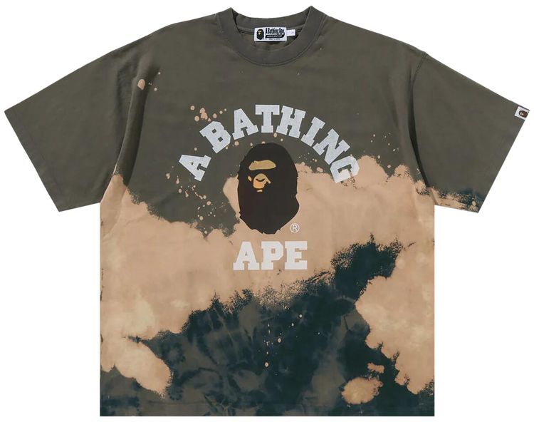 BAPE Tie Dye College Relaxed Fit Tee Beige
