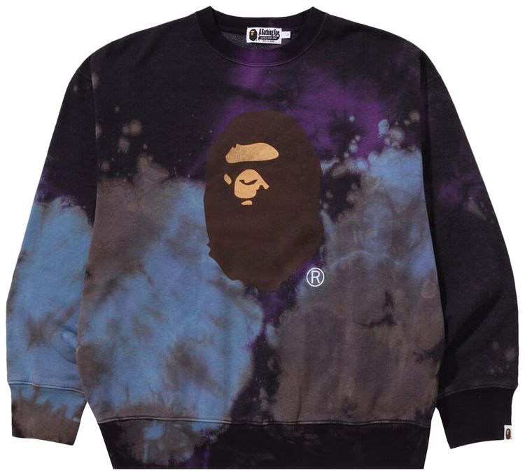 BAPE Tie Dye Ape Head Relaxed Fit Crewneck Sweatshirt Black