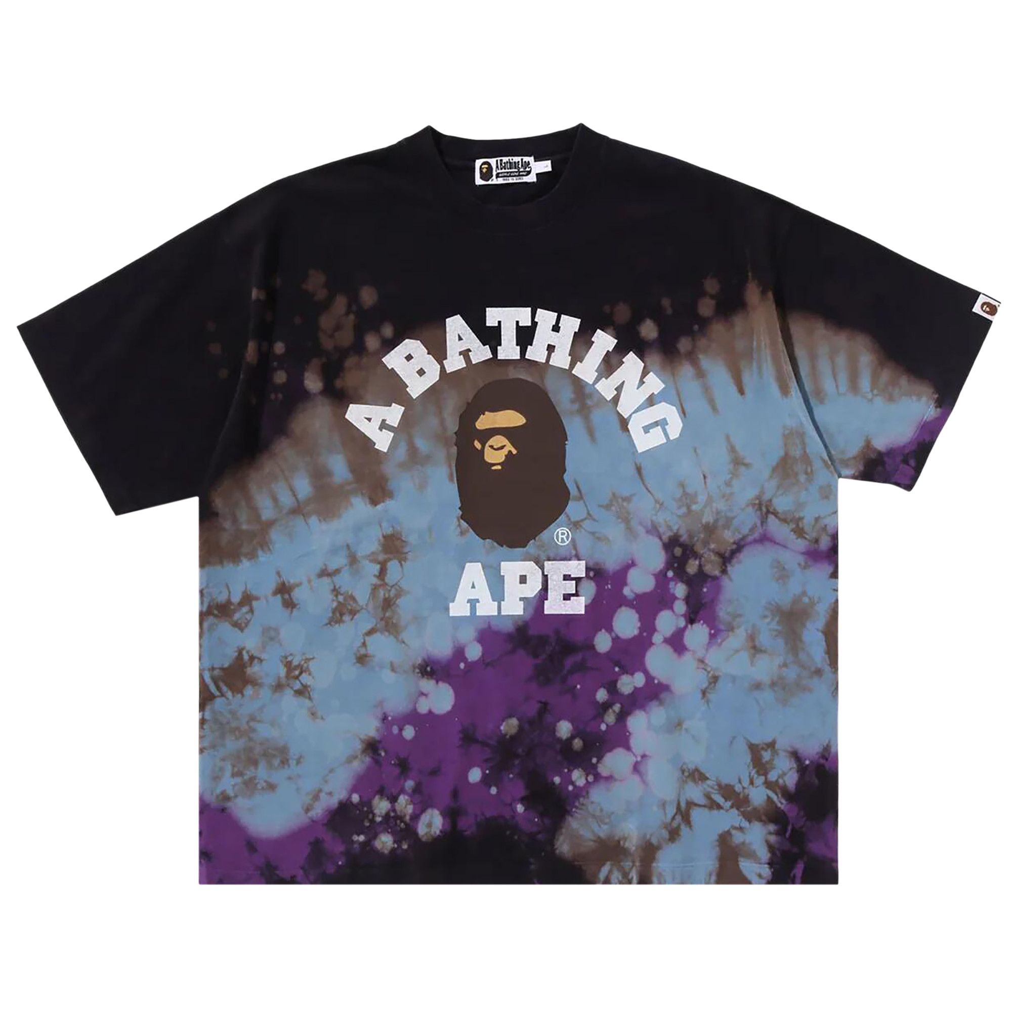 Buy BAPE Tie Dye College Relaxed Fit Tee 'Black' - 1K80 109 003
