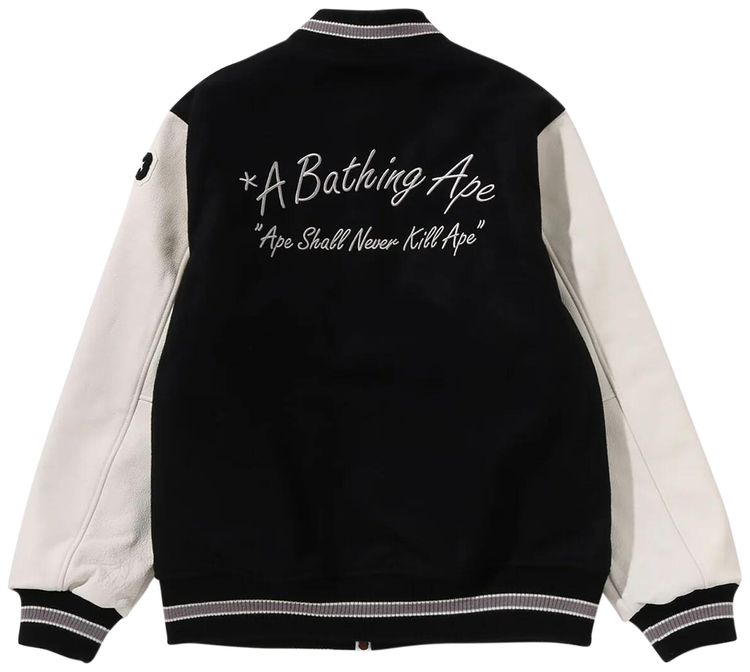 BAPE Embroidery Varsity Jacket Black