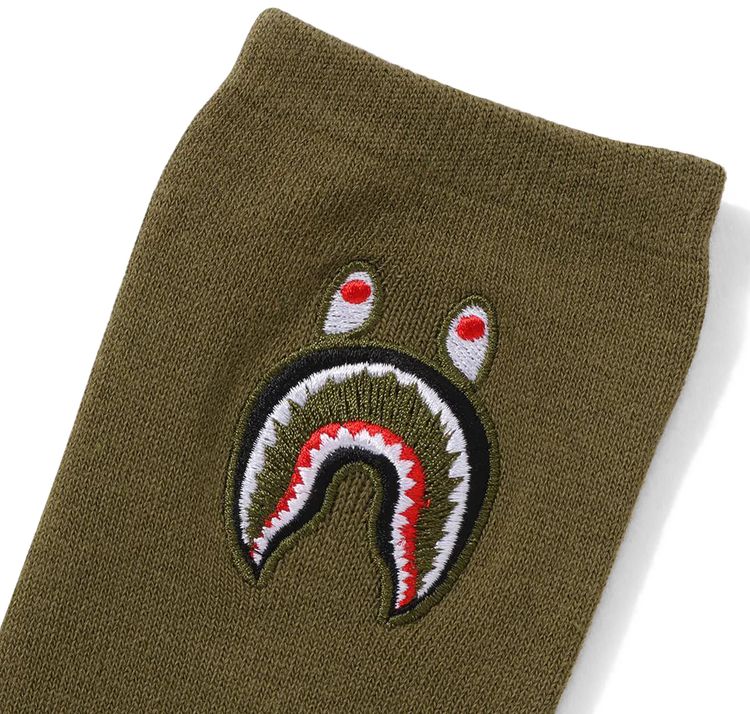 BAPE 1st Shark Socks Olive Drab