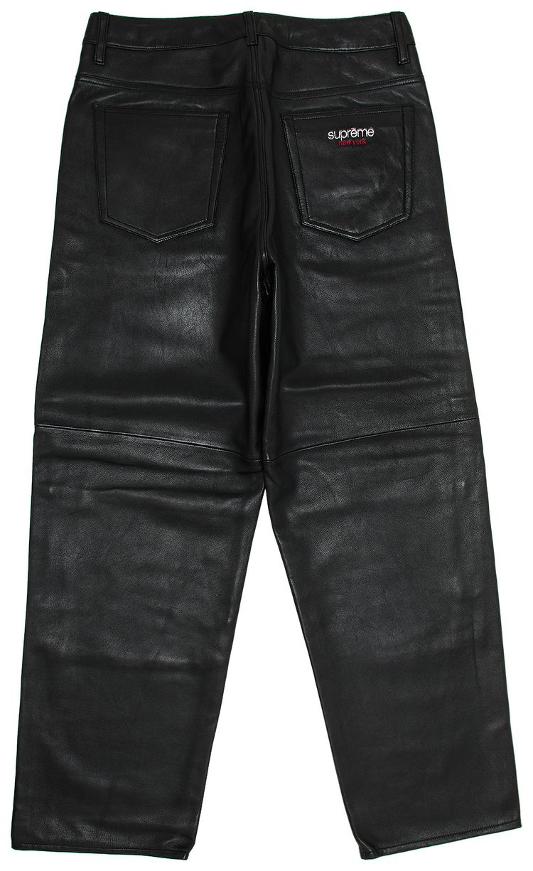Supreme Leather Baggy 5 Pocket Jean Black