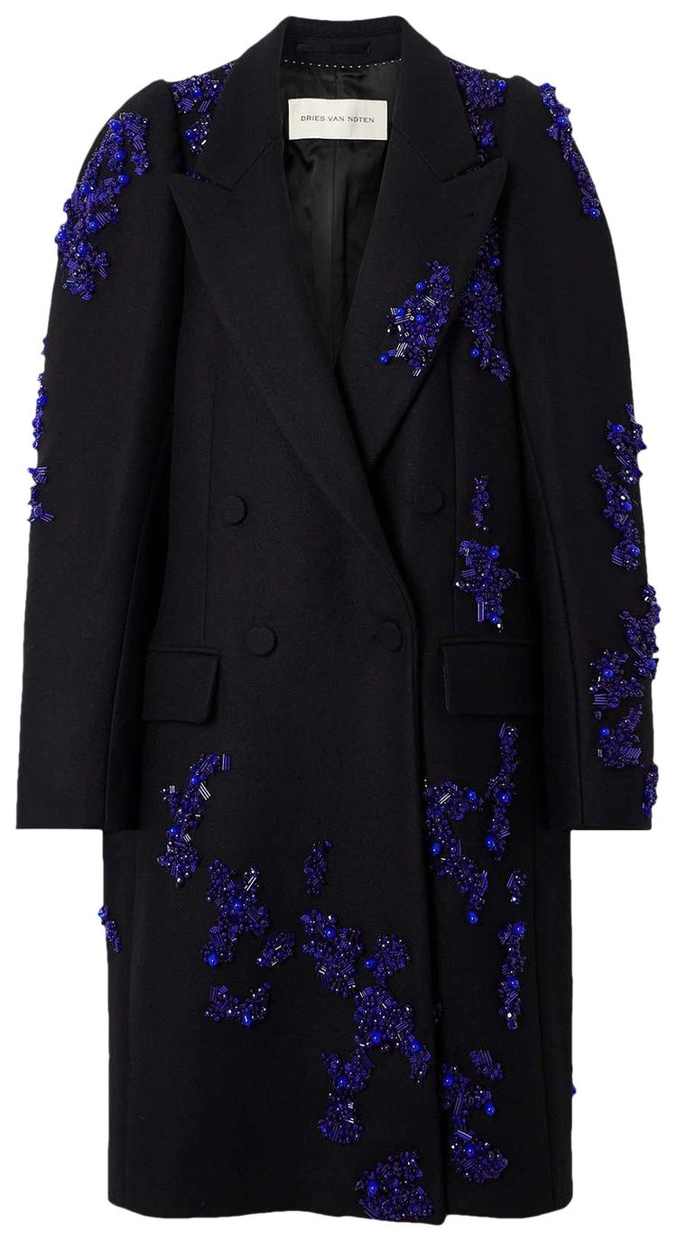Dries Van Noten Rinky Embroidered Coat Black