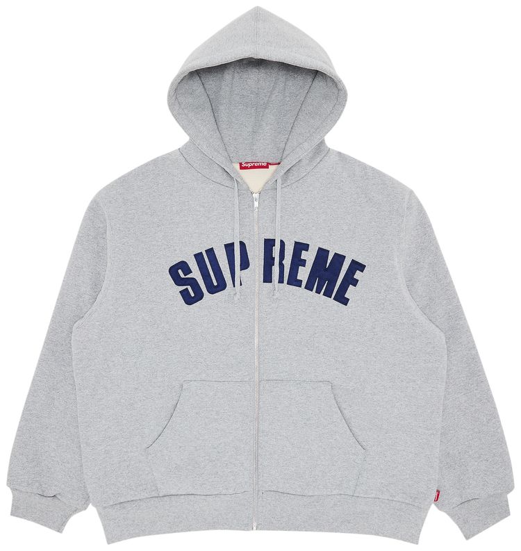 Supreme Arc Thermal Zip Up Hooded Sweatshirt Heather Grey