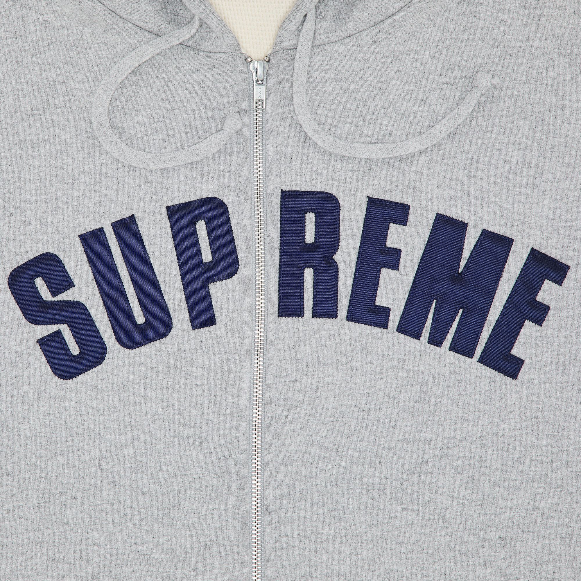 Size l Supreme Arc Thermal Zip Up Hooded Sweatshirt Heather Grey