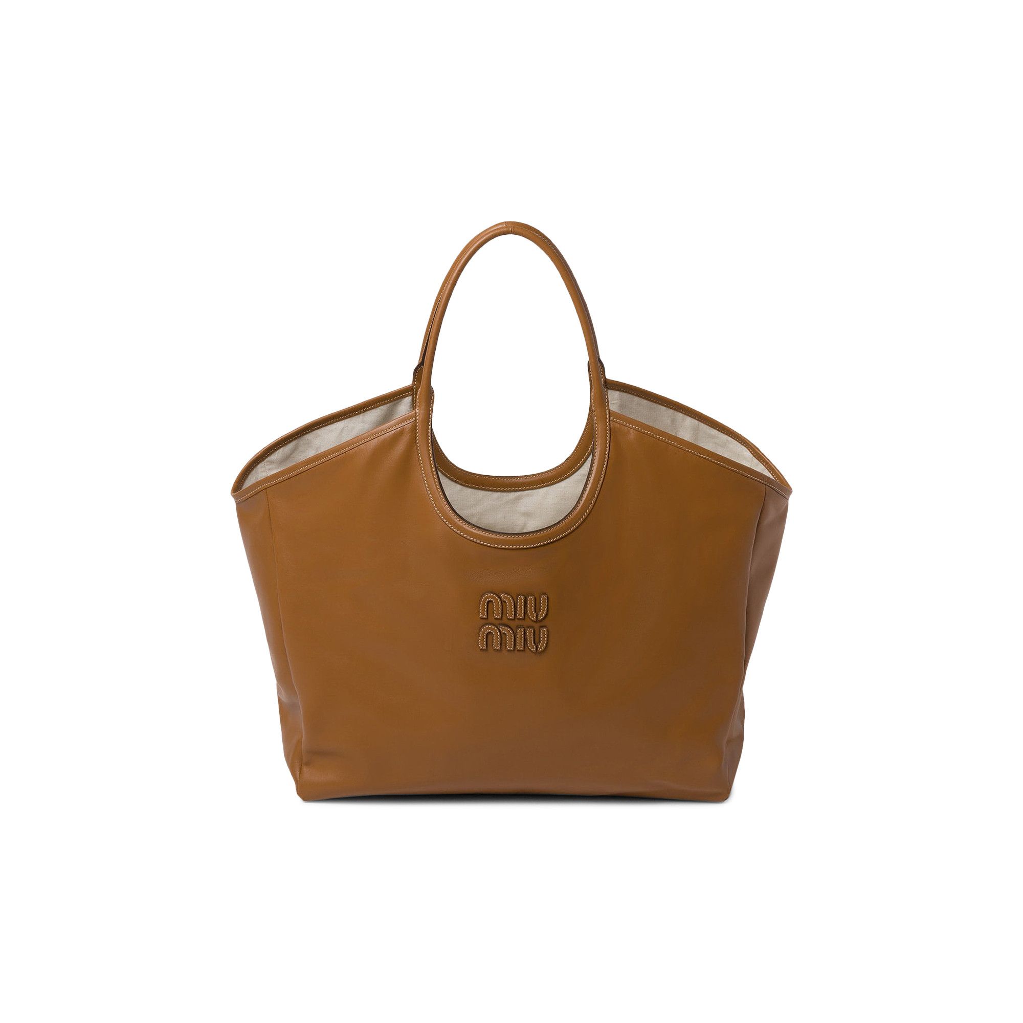 ★MIUMIU★IVY LEATHER BAG COGNAC (5BG231-2CRW-F0046) Cognac Ivy Leather Bag | Miu Miu