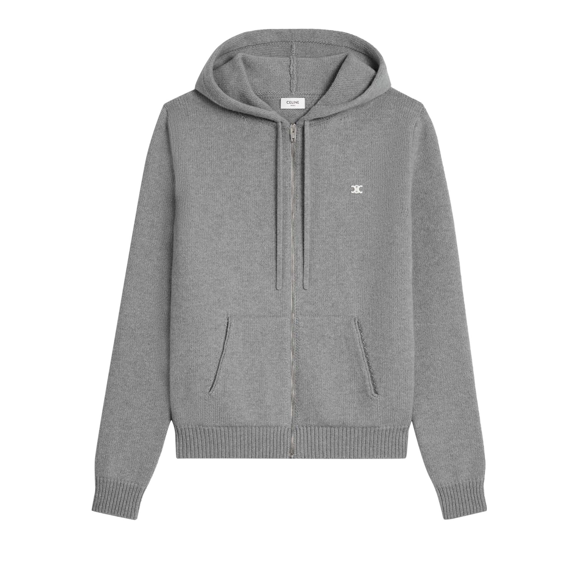 Buy CELINE Triomphe Zip Hoodie 'Medium Grey' - 2AD50048T 09G | GOAT