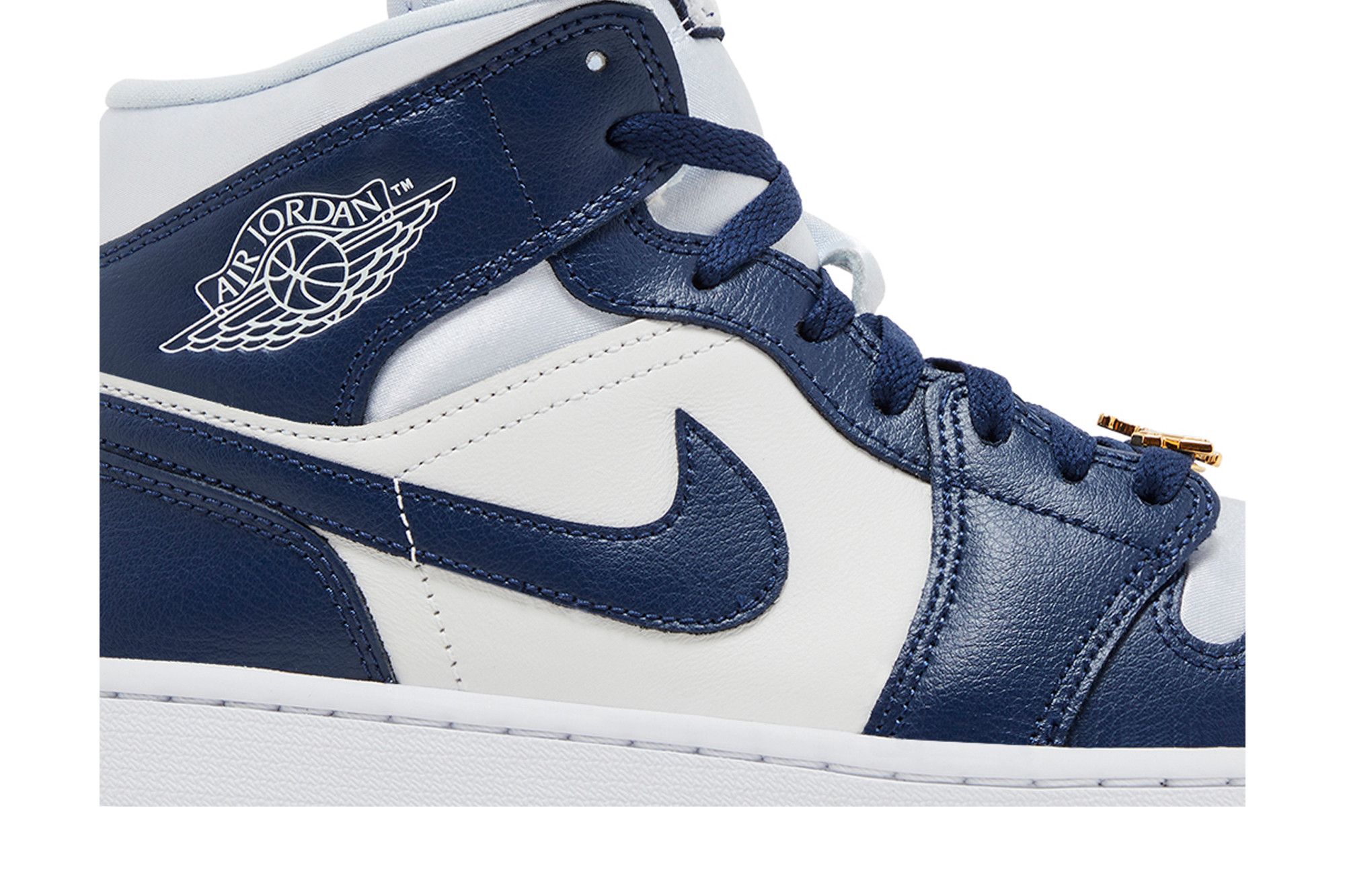 Air jordan 1 mid navy gold on sale