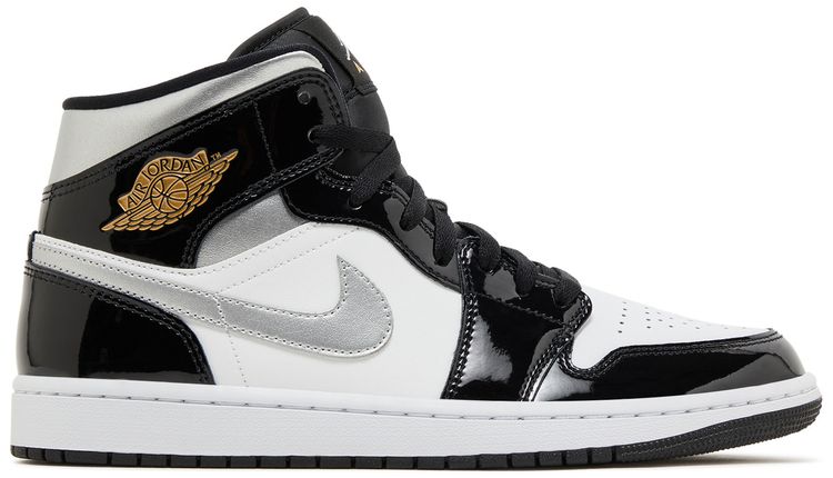 Air Jordan 1 Mid SE Black White Metallic Silver