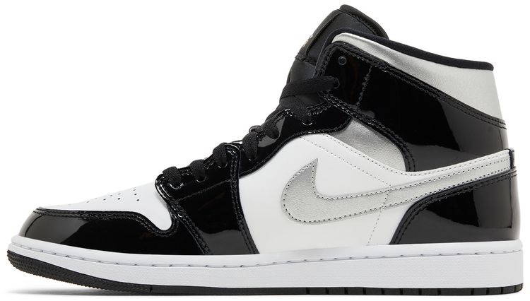 Air Jordan 1 Mid SE Black White Metallic Silver