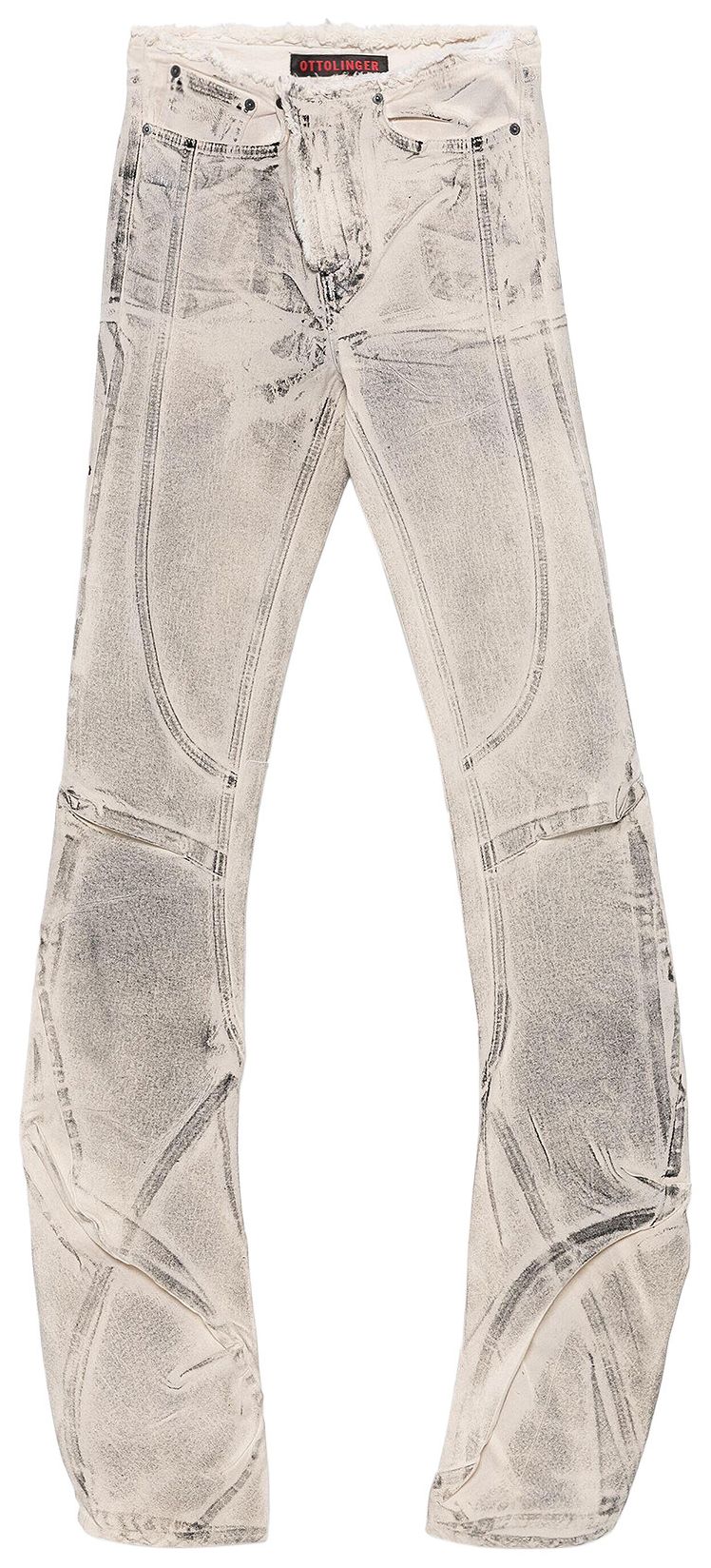 Ottolinger Raw Edge Drape Denim Pants CreamBlack Paint