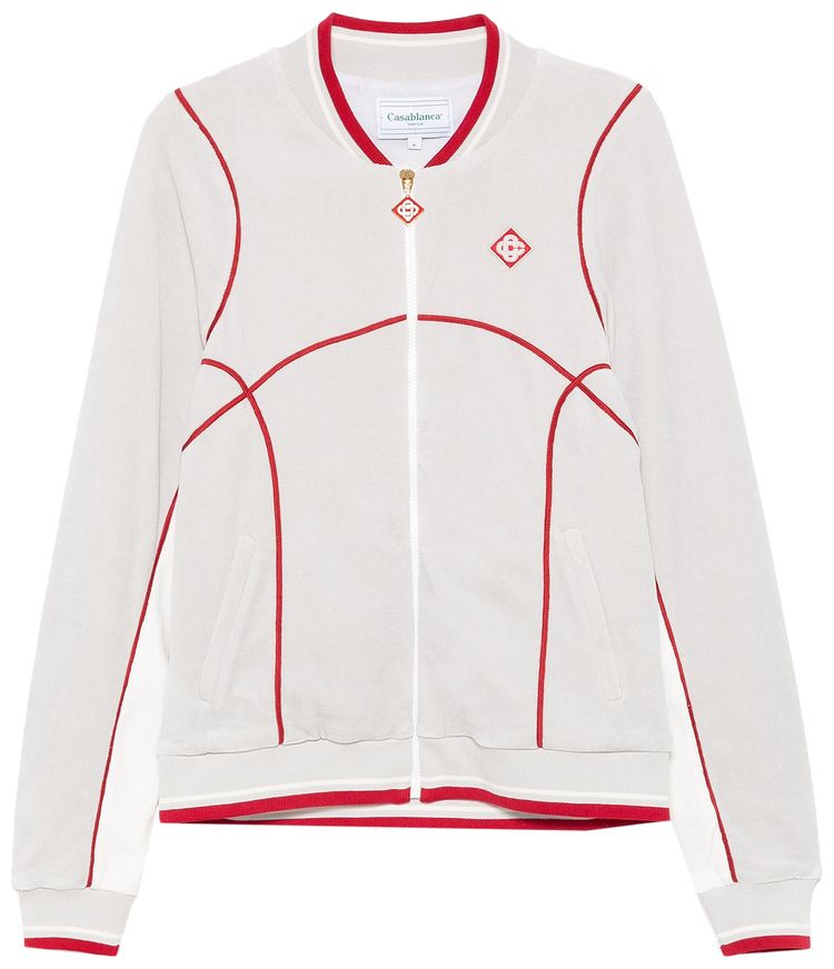 Casablanca Velour Cover Stitch Track Jacket GreyWhite
