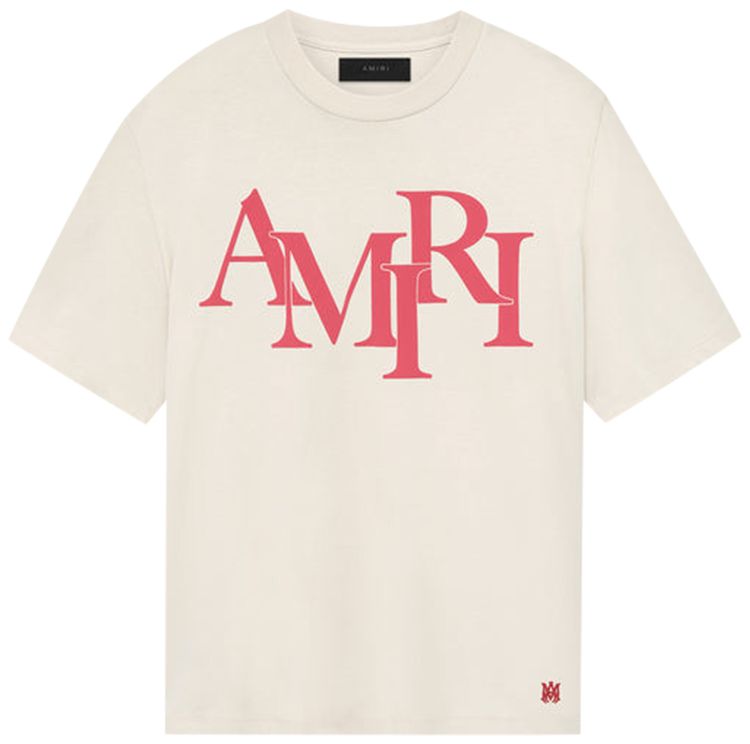 Amiri Staggered Tee Beige Cream