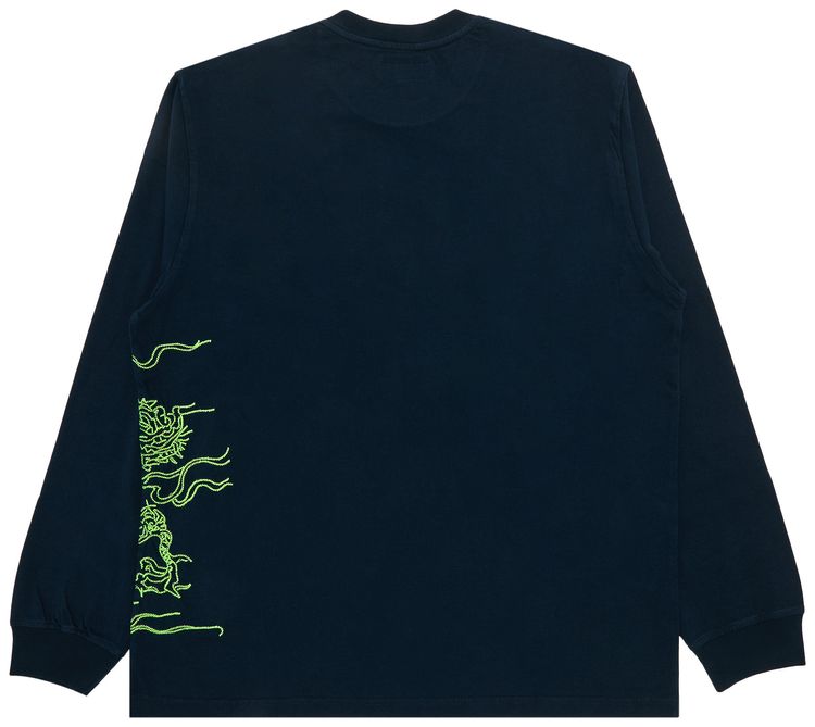 Supreme Dragon Embroidered Long Sleeve Top Navy