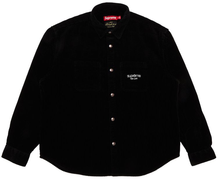 Supreme Wide Wale Corduroy Snap Shirt Black