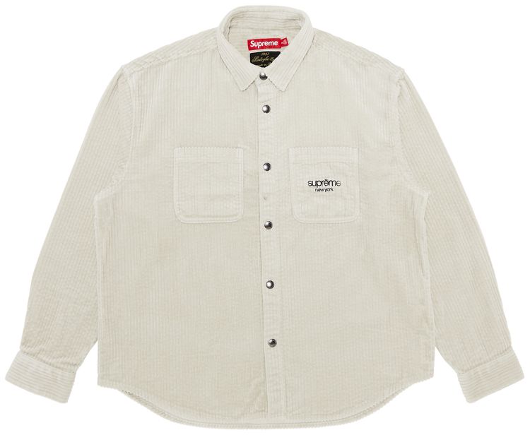 Supreme Wide Wale Corduroy Snap Shirt Stone
