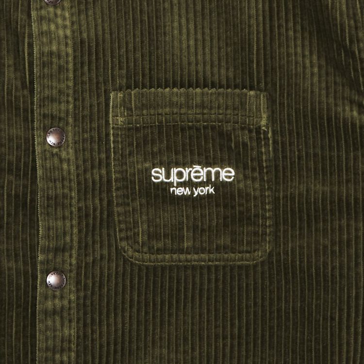 Supreme Wide Wale Corduroy Snap Shirt Olive