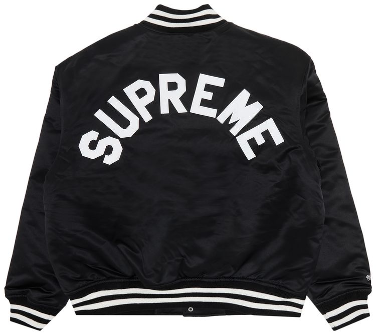 Supreme x Mitchell  Ness Satin Varsity Jacket Black
