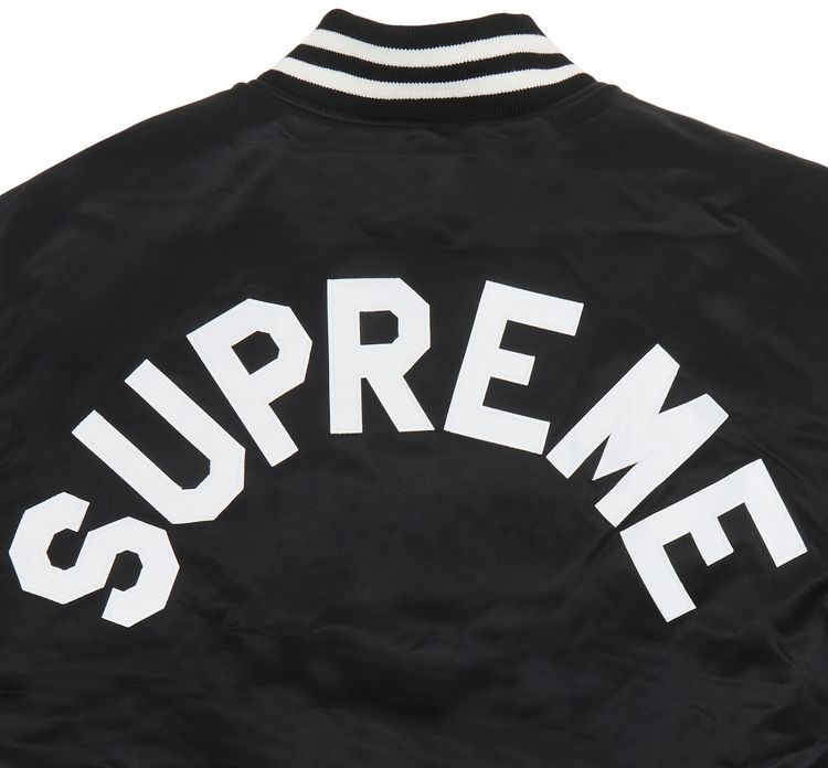 Supreme x Mitchell  Ness Satin Varsity Jacket Black