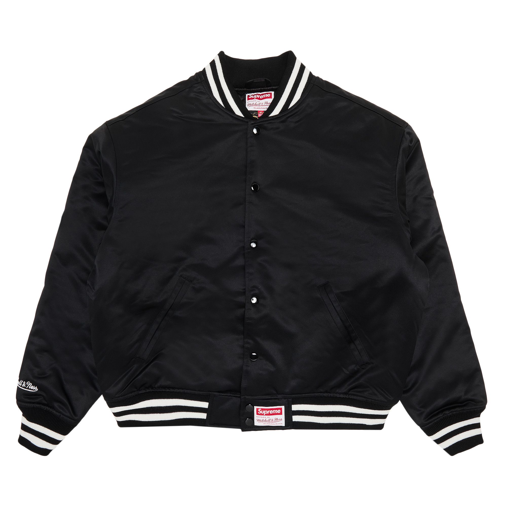 Buy Supreme x Mitchell Ness Satin Varsity Jacket Black FW24J105 BLACK GOAT CA