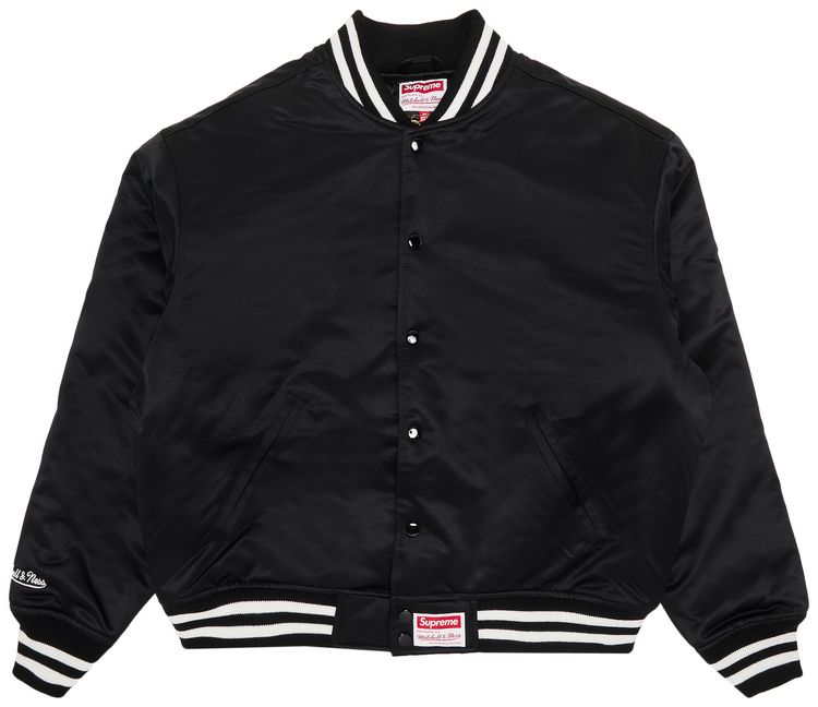 Supreme x Mitchell  Ness Satin Varsity Jacket Black