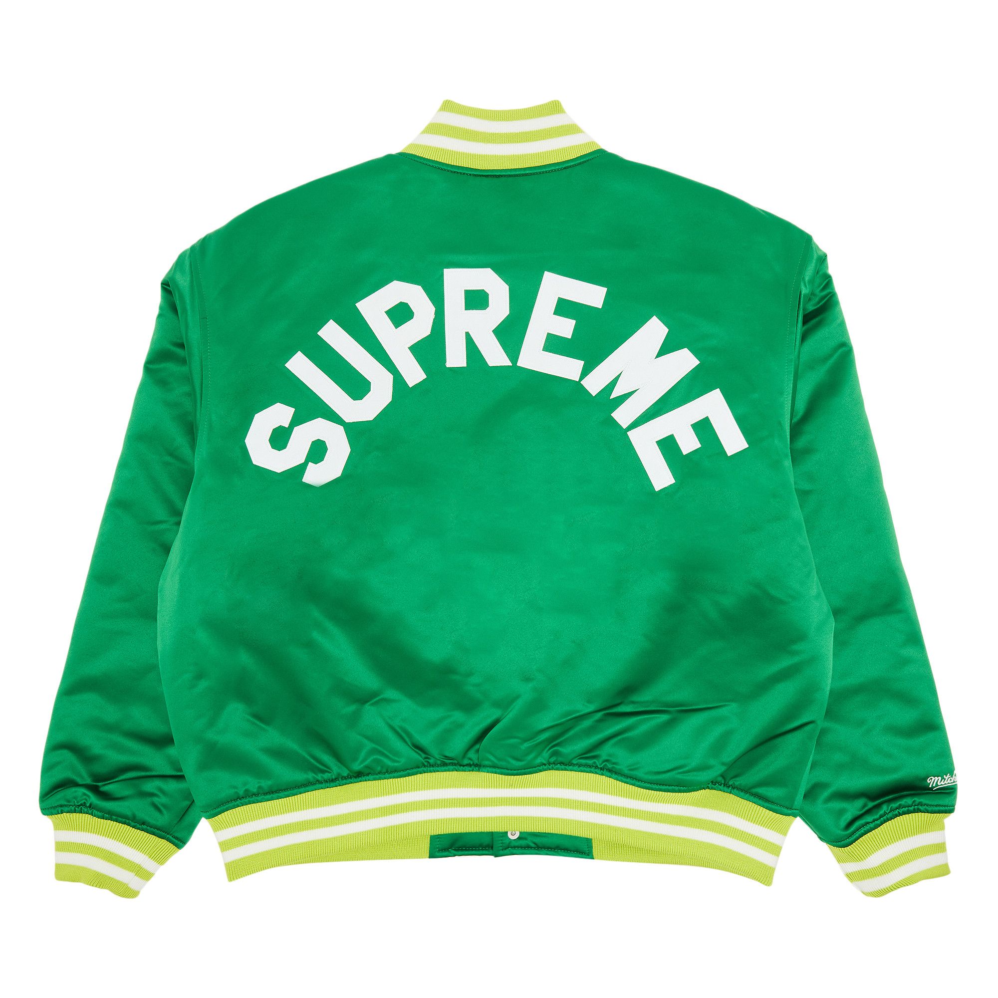 Buy Supreme x Mitchell & Ness Satin Varsity Jacket 'Green
