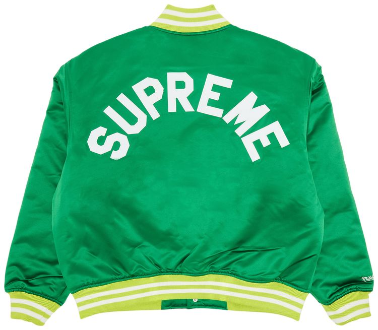 Supreme x Mitchell  Ness Satin Varsity Jacket Green