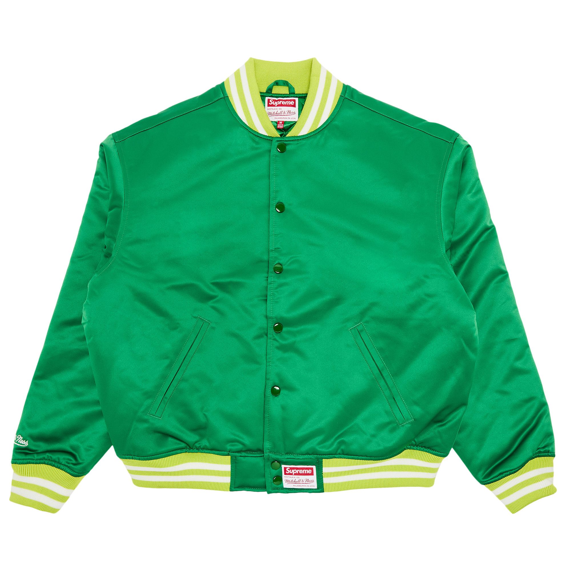 Buy Supreme x Mitchell & Ness Satin Varsity Jacket 'Green