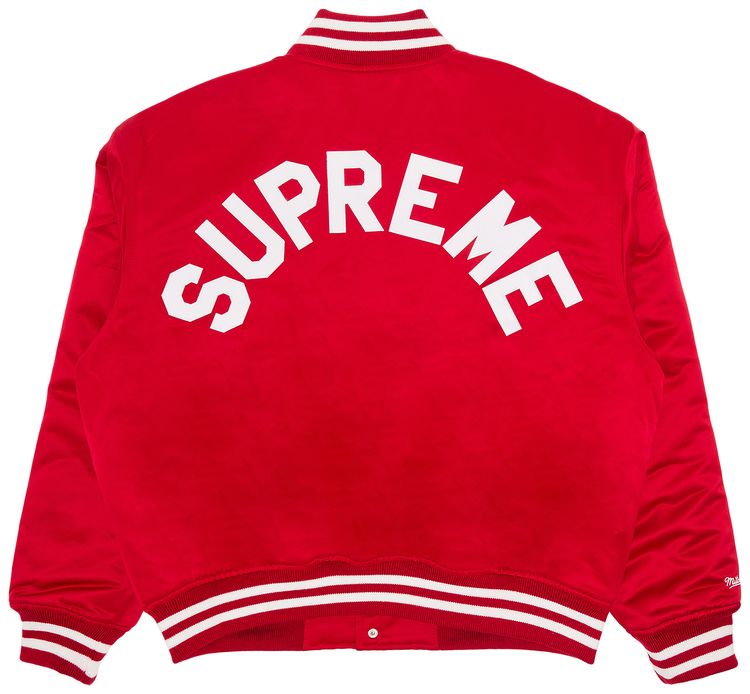 Supreme x Mitchell  Ness Satin Varsity Jacket Red