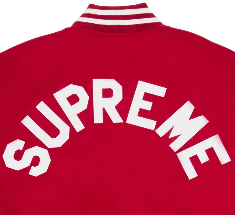 Supreme x Mitchell  Ness Satin Varsity Jacket Red