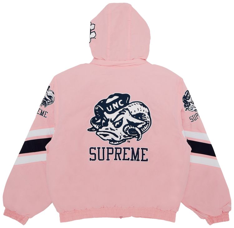 Supreme x Mitchell  Ness NCAA Hooded Stadium Jacket Pink
