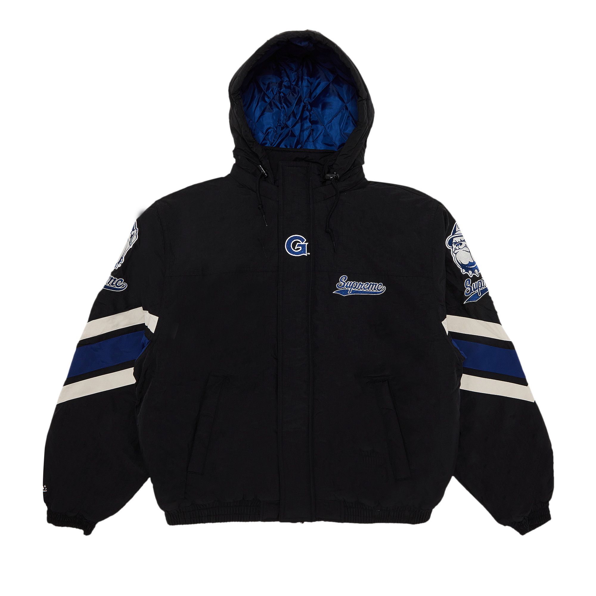 Buy Supreme x Mitchell Ness NCAA Hooded Stadium Jacket Black FW24J85 BLACK GOAT CA