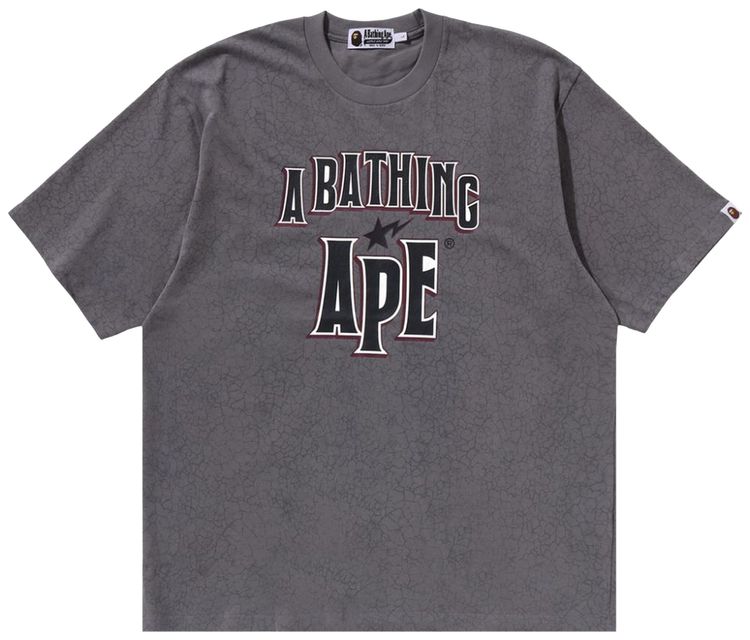 BAPE Crack Print Pattern Logo Relaxed Fit Tee Black