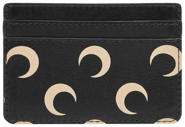 Marine Serre Moon Screenprint Leather Card Holder Inverse Tan